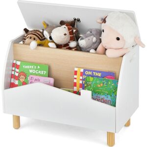 Costway Wooden Toy Box Toy Storage Organizer Chest Fliptop Lid Bookcase Display in White White Costway Wooden Toy Box Toy Storage Organizer Chest Fliptop Lid Bookcase Display in White White
