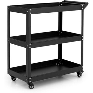 Costway 3 Tiers Rolling Tool Cart Heavy Duty Metal Cart Industrial Tool Organizer in Black Black Costway 3 Tiers Rolling Tool Cart Heavy Duty Metal Cart Industrial Tool Organizer in Black Black