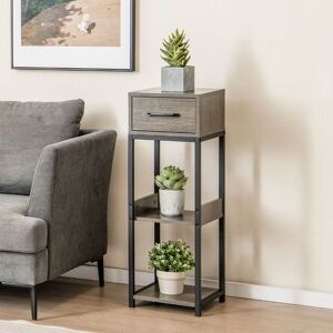 Costway 3 Tiers Indoor Plant Stand Metal Plant Table with Drawer Vertical Corner Display Shelf in Grey Grey Costway 3 Tiers Indoor Plant Stand Metal Plant Table with Drawer Vertical Corner Display Shelf in Grey Grey