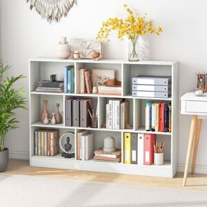 Costway 10-Cube Bookshelf 140CM Wood Display Shelf 3-Tier Storage Organizer in White White Costway 10-Cube Bookshelf 140CM Wood Display Shelf 3-Tier Storage Organizer in White White