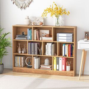 Costway 10-Cube Bookshelf 140CM Wood Display Shelf 3-Tier Storage Organizer in Natural Natural Costway 10-Cube Bookshelf 140CM Wood Display Shelf 3-Tier Storage Organizer in Natural Natural