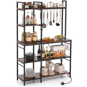 Costway Bakers Rack 5-Tier Coffee Bar Table 159 cm Large Microwave Stand-Coffee in Brown Brown Costway Bakers Rack 5-Tier Coffee Bar Table 159 cm Large Microwave Stand-Coffee in Brown Brown