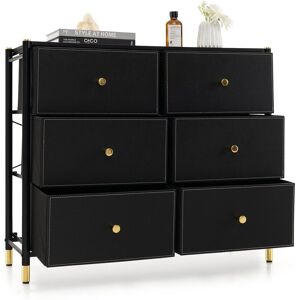 Costway 6 Drawers Dresser Tower Organizer Fabric Storage Chest of Drawers W/ Metal Frame in Black Black Costway 6 Drawers Dresser Tower Organizer Fabric Storage Chest of Drawers W/ Metal Frame in Black Black