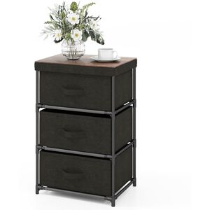 Costway 3-Tier Fabric Dresser Chests of Drawers Bedroom Nightstand w/ 3 Drawers in Black Black Costway 3-Tier Fabric Dresser Chests of Drawers Bedroom Nightstand w/ 3 Drawers in Black Black