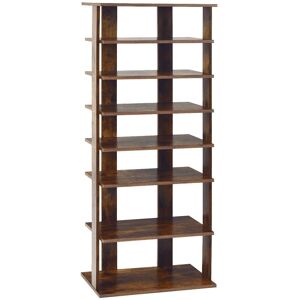 Costway 7 Tiers Double Shoe Rack Entryway Tall Display Shelf Vertical Corner Shoe Stand Shelf for 14 Pairs in Brown Brown Costway 7 Tiers Double Shoe Rack Entryway Tall Display Shelf Vertical Corner Shoe Stand Shelf for 14 Pairs in Brown Brown