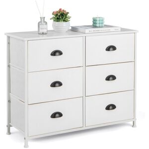 Costway 6 Drawers Dresser Organizer 2-Tier Fabric Storage Organizer Chest of Drawers in White White Costway 6 Drawers Dresser Organizer 2-Tier Fabric Storage Organizer Chest of Drawers in White White