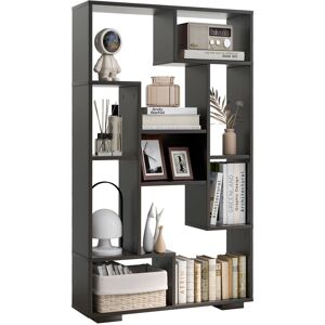 Costway 120cm Modern Geometric Bookcase Tall Bookshelf Book Storage Organizer Shelf in Black Black Costway 120cm Modern Geometric Bookcase Tall Bookshelf Book Storage Organizer Shelf in Black Black