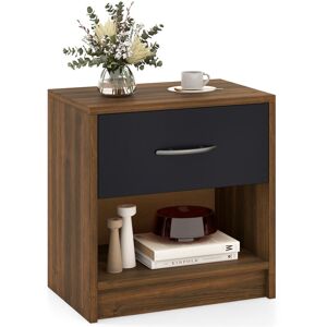 Costway 3-Tier Bedside Table Bedroom Nightstand w/Drawer-Natural+White in Brown Brown Costway 3-Tier Bedside Table Bedroom Nightstand w/Drawer-Natural+White in Brown Brown