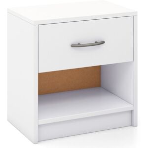 Costway 3-Tier Bedside Table Bedroom Nightstand w/Drawer-Natural+White in White White Costway 3-Tier Bedside Table Bedroom Nightstand w/Drawer-Natural+White in White White