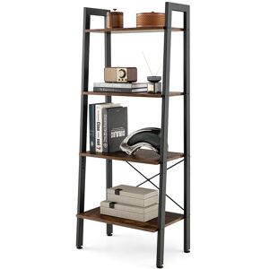 Costway 4-Tier Ladder Bookshelf Industrial Bookcase Storage Shelving Unit Anti Tipping in Brown Brown Costway 4-Tier Ladder Bookshelf Industrial Bookcase Storage Shelving Unit Anti Tipping in Brown Brown