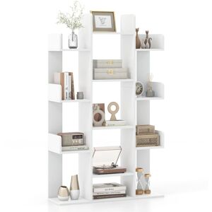Costway Tree Bookshelf Display Cube Shelf Corner Books Storage Organizer in White White Costway Tree Bookshelf Display Cube Shelf Corner Books Storage Organizer in White White