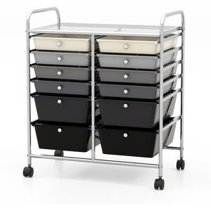 Costway 12 Drawer Rolling Storage Cart Office Lightweight Utility Cart w/Wheels in Black Black Costway 12 Drawer Rolling Storage Cart Office Lightweight Utility Cart w/Wheels in Black Black