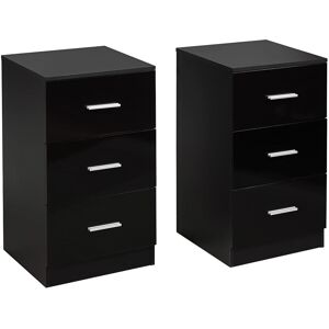 Costway 2Pcs 3-Drawer Chest Storage Cabinet Dresser Night Stand Organizer Black Black Costway 2Pcs 3-Drawer Chest Storage Cabinet Dresser Night Stand Organizer Black Black