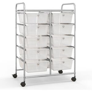 Costway 10 Drawers Storage Trolley Mobile Rolling Utility Cart Home Office Organizer in Clear Clear Costway 10 Drawers Storage Trolley Mobile Rolling Utility Cart Home Office Organizer in Clear Clear