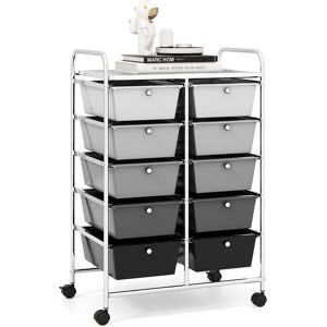 Costway 10 Drawers Storage Trolley Mobile Rolling Utility Cart Home Office Organizer in Black Black Costway 10 Drawers Storage Trolley Mobile Rolling Utility Cart Home Office Organizer in Black Black