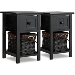 Costway Set of 2 Chest of Drawers Side Table Beside Table Nightstand w/ Removeable Baskets in Black Black Costway Set of 2 Chest of Drawers Side Table Beside Table Nightstand w/ Removeable Baskets in Black Black