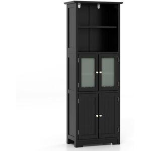 Costway Wood Storage Cabinet 2 Doors Display Organizer Pantry Cupboard-Black in Black Black Costway Wood Storage Cabinet 2 Doors Display Organizer Pantry Cupboard-Black in Black Black