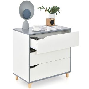 Costway 3-Drawer Chest Storage Cabinet Dresser Freestanding Organizer Anti-tripping in White White Costway 3-Drawer Chest Storage Cabinet Dresser Freestanding Organizer Anti-tripping in White White