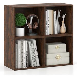 Costway Cube Storage Organizer Stackable Book Shelf for Small Space in Brown Brown Costway Cube Storage Organizer Stackable Book Shelf for Small Space in Brown Brown