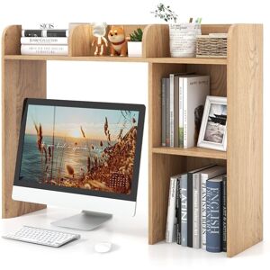 Costway 3-Tier Desk Bookshelf Wooden Home Display Shelf Storage Organizer in Natural Natural Costway 3-Tier Desk Bookshelf Wooden Home Display Shelf Storage Organizer in Natural Natural