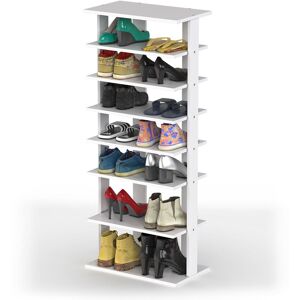 Costway 7-tier Double Shoe Storage Tower Organiser Unit Display Shelf Rack in White White Costway 7-tier Double Shoe Storage Tower Organiser Unit Display Shelf Rack in White White