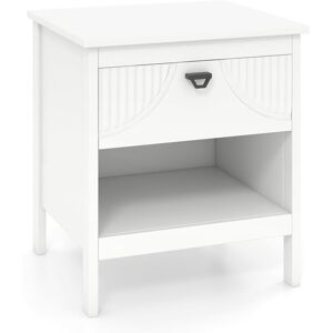 Gymax 2-Tier End Table Wooden Side Table With Drawer & Open Shelf Nightstand in White White Gymax 2-Tier End Table Wooden Side Table With Drawer & Open Shelf Nightstand in White White