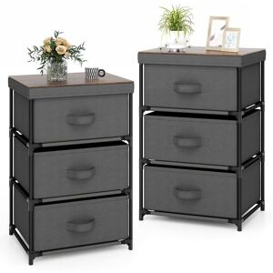 Gymax 2 Pack 3-Tier Fabric Dresser Nightstand Organizer Unit With 3 Drawers in Grey Grey Gymax 2 Pack 3-Tier Fabric Dresser Nightstand Organizer Unit With 3 Drawers in Grey Grey