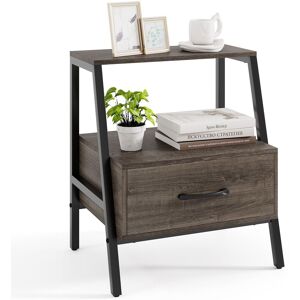 Gymax 3-Tier Bedside Table Nightstand With Drawer & Open Shelf-Grey Oak in Grey Grey Gymax 3-Tier Bedside Table Nightstand With Drawer & Open Shelf-Grey Oak in Grey Grey