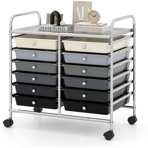 Costway 12 Drawers Multi-Purpose Utility Cart Storage Rolling Cart in Black Black Costway 12 Drawers Multi-Purpose Utility Cart Storage Rolling Cart in Black Black