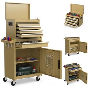 Costway 5-Drawer Rolling Tool Chest Tool Storage Cabinet w/ Lockable Wheel in Yellow Yellow Costway 5-Drawer Rolling Tool Chest Tool Storage Cabinet w/ Lockable Wheel in Yellow Yellow