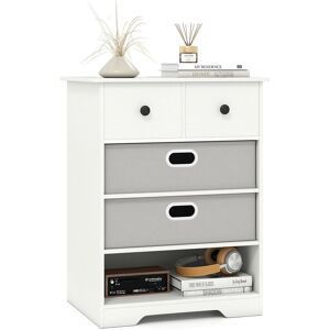Costway 4-Drawer Dresser Modern Chest Storage Organizer w/Open Shelves in White White Costway 4-Drawer Dresser Modern Chest Storage Organizer w/Open Shelves in White White
