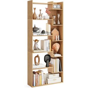 Costway 6-Tier Bookcase Wooden Storage Shelving Unit Book Display Rack in Natural Natural Costway 6-Tier Bookcase Wooden Storage Shelving Unit Book Display Rack in Natural Natural