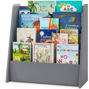 Costway 4-Tier Kids Bookshelf Children Display Bookcase Magazine Storage Rack in Grey Grey Costway 4-Tier Kids Bookshelf Children Display Bookcase Magazine Storage Rack in Grey Grey
