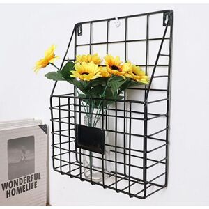 Hinsinc Wire Magazine Newspaper Basket Wall Mounted Post Storage Organizer in Black Black Hinsinc Wire Magazine Newspaper Basket Wall Mounted Post Storage Organizer in Black Black