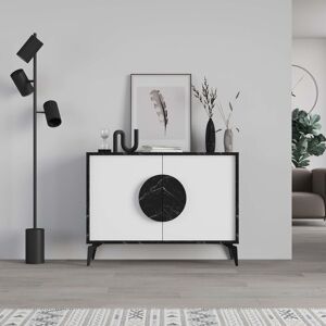 Decortie 2 Doors Sideboard 'Gora' 4 Metal Legs, Chipboard Handle Storage Unit 110cm in Jet Black Size: 2 Pack Jet Black 2 Pack Decortie 2 Doors Sideboard 'Gora' 4 Metal Legs, Chipboard Handle Storage Unit 110cm in Jet Black Size: 2 Pack Jet Black 2 Pack