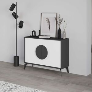Decortie 2 Doors Sideboard 'Gora' 4 Metal Legs, Chipboard Handle Storage Unit 110cm in Dark Grey Size: 2 Pack Dark Grey 2 Pack Decortie 2 Doors Sideboard 'Gora' 4 Metal Legs, Chipboard Handle Storage Unit 110cm in Dark Grey Size: 2 Pack Dark Grey 2 Pack