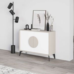 Decortie 2 Doors Sideboard 'Gora' 4 Metal Legs, Chipboard Handle Storage Unit 110cm in Beige Size: 2 Pack Beige 2 Pack Decortie 2 Doors Sideboard 'Gora' 4 Metal Legs, Chipboard Handle Storage Unit 110cm in Beige Size: 2 Pack Beige 2 Pack
