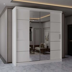 MN Furniture Wardrobe Modern Sliding Mirror Door - LED Light 150cm x 217cm in White Size: 150 cm x 217 cm White 150 cm x 217 cm MN Furniture Wardrobe Modern Sliding Mirror Door - LED Light 150cm x 217cm in White Size: 150 cm x 217 cm White 150 cm x 217 cm
