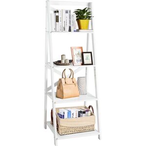Costway 4 Tier Ladder Shelf Storage Shelving Unit Wooden Bookcase Shelves Space Saving in White White Costway 4 Tier Ladder Shelf Storage Shelving Unit Wooden Bookcase Shelves Space Saving in White White