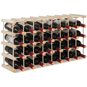 Costway Wooden 36 Bottle Wine Rack Freestanding Wine Holder Modular Wine Storage Shelf in Natural Natural Costway Wooden 36 Bottle Wine Rack Freestanding Wine Holder Modular Wine Storage Shelf in Natural Natural