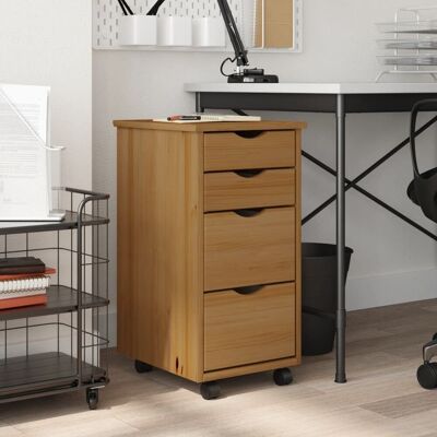 Berkfield Home Rolling Cabinet with Drawers MOSS Honey Brown Solid Wood Pine Brown Berkfield Home Rolling Cabinet with Drawers MOSS Honey Brown Solid Wood Pine Brown