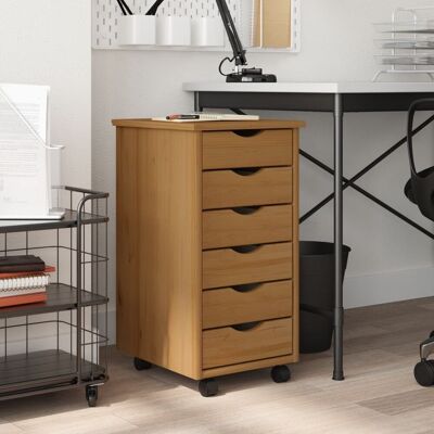 Berkfield Home Rolling Cabinet with Drawers MOSS Honey Brown Solid Wood Pine Brown Berkfield Home Rolling Cabinet with Drawers MOSS Honey Brown Solid Wood Pine Brown