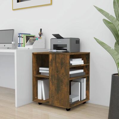 Berkfield Home Rolling Cabinet Smoked Oak 60x53x72 cm Engineered Wood in Brown Size: 60 x 53 x 72 cm Brown 60 x 53 x 72 cm Berkfield Home Rolling Cabinet Smoked Oak 60x53x72 cm Engineered Wood in Brown Size: 60 x 53 x 72 cm Brown 60 x 53 x 72 cm