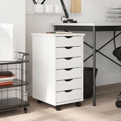 Berkfield Home Rolling Cabinet with Drawers MOSS White Solid Wood Pine White Berkfield Home Rolling Cabinet with Drawers MOSS White Solid Wood Pine White
