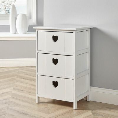 Home Source Wooden 3/4 Drawer Chest Storage Unit Organiser Love Hearts Fully Assembled in White White Home Source Wooden 3/4 Drawer Chest Storage Unit Organiser Love Hearts Fully Assembled in White White