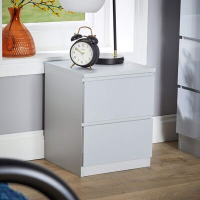 Home Source - Modern 2 Drawer - Grey - Bedside Cabinet Home Source - Modern 2 Drawer - Grey - Bedside Cabinet