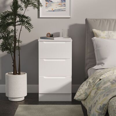 Ready Assembled 2 U Lucca 3 Drawer Bedside (Ready Assembled) in White Size: Small White Small Ready Assembled 2 U Lucca 3 Drawer Bedside (Ready Assembled) in White Size: Small White Small