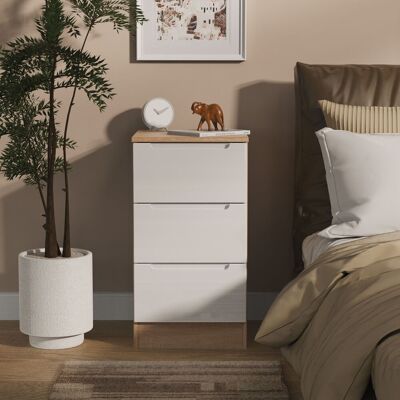 Ready Assembled 2 U Lucca 3 Drawer Bedside (Ready Assembled) in Light Oak Size: Small Light Oak Small Ready Assembled 2 U Lucca 3 Drawer Bedside (Ready Assembled) in Light Oak Size: Small Light Oak Small