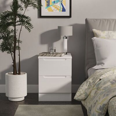 Ready Assembled 2 U Lucca 2 Drawer Bedside (Ready Assembled) in White Size: Small White Small Ready Assembled 2 U Lucca 2 Drawer Bedside (Ready Assembled) in White Size: Small White Small