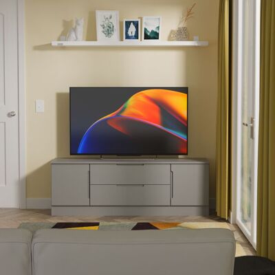 Ready Assembled 2 U Lucca 2 Door 2 Drawer Superwide TV Unit (Ready Assembled) in Dark Grey Size: Large Dark Grey Large Ready Assembled 2 U Lucca 2 Door 2 Drawer Superwide TV Unit (Ready Assembled) in Dark Grey Size: Large Dark Grey Large